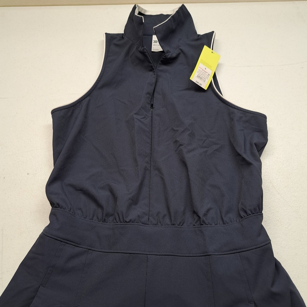 All in Motion Womens Romper S Navy NWT Golf Activewear Mock Neck Zip 2006-320